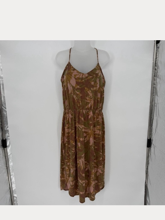 Prana Dresses & Skirts - Women's Prana Floral Leaf Print Strap Dress Pink Olive & Brown size large